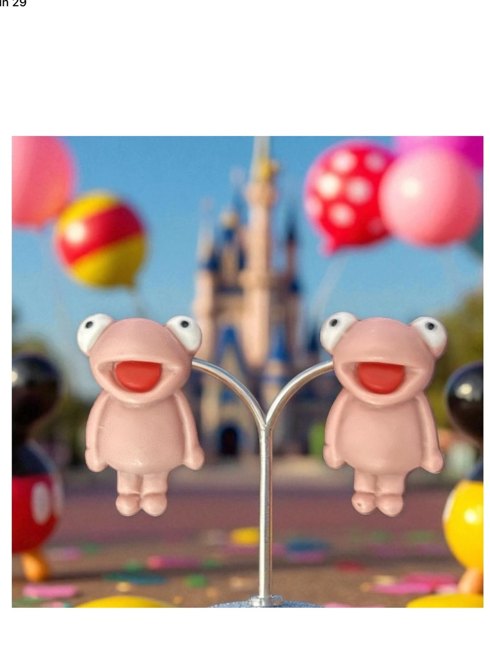 Disney Light Pink Frog Stud Earrings 1 inch